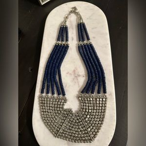 Silver and blue statement necklace